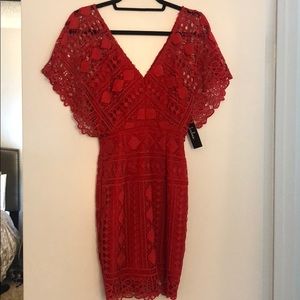 Red off the shoulder dress